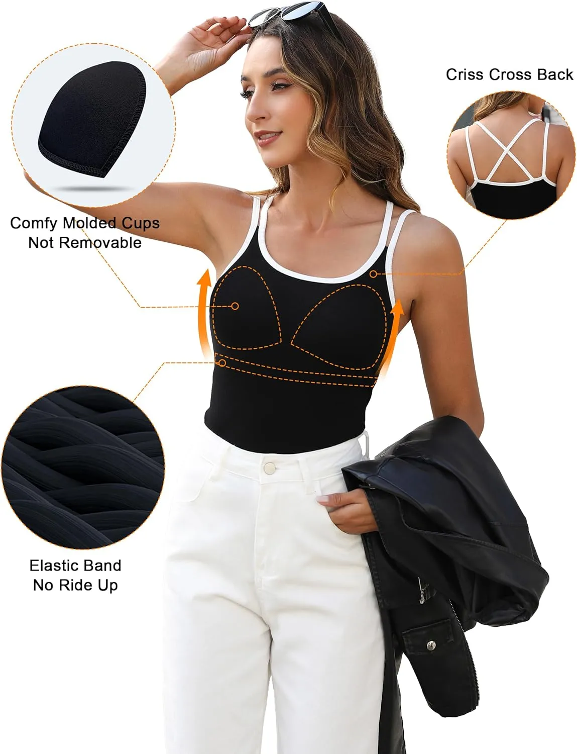 Blooming Jelly Women Ribbed Tank Top with Built in Bra Sleeveless Camisole Tops Y2K Spring Summer Cami 2025