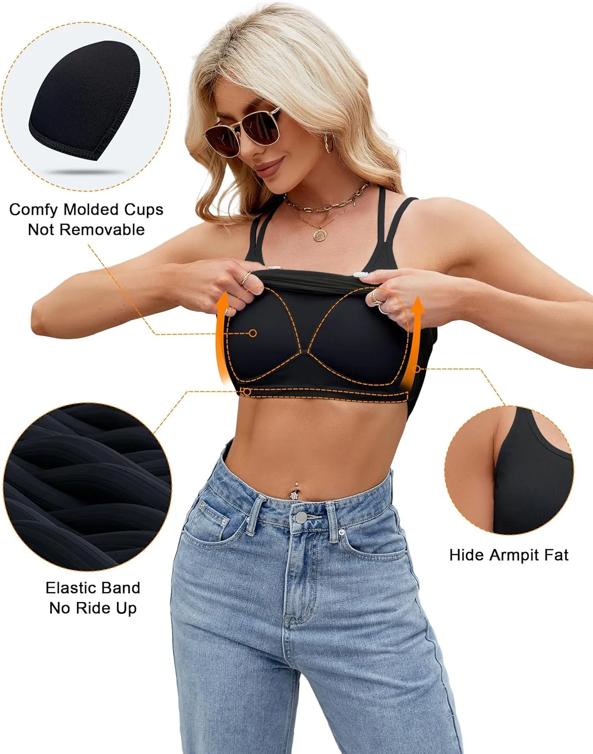 Blooming Jelly Women Ribbed Tank Top with Built in Bra Sleeveless Camisole Tops Y2K Spring Summer Cami 2025