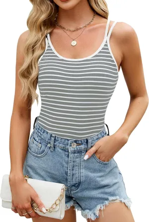 Blooming Jelly Women Ribbed Tank Top with Built in Bra Sleeveless Camisole Tops Y2K Spring Summer Cami 2025