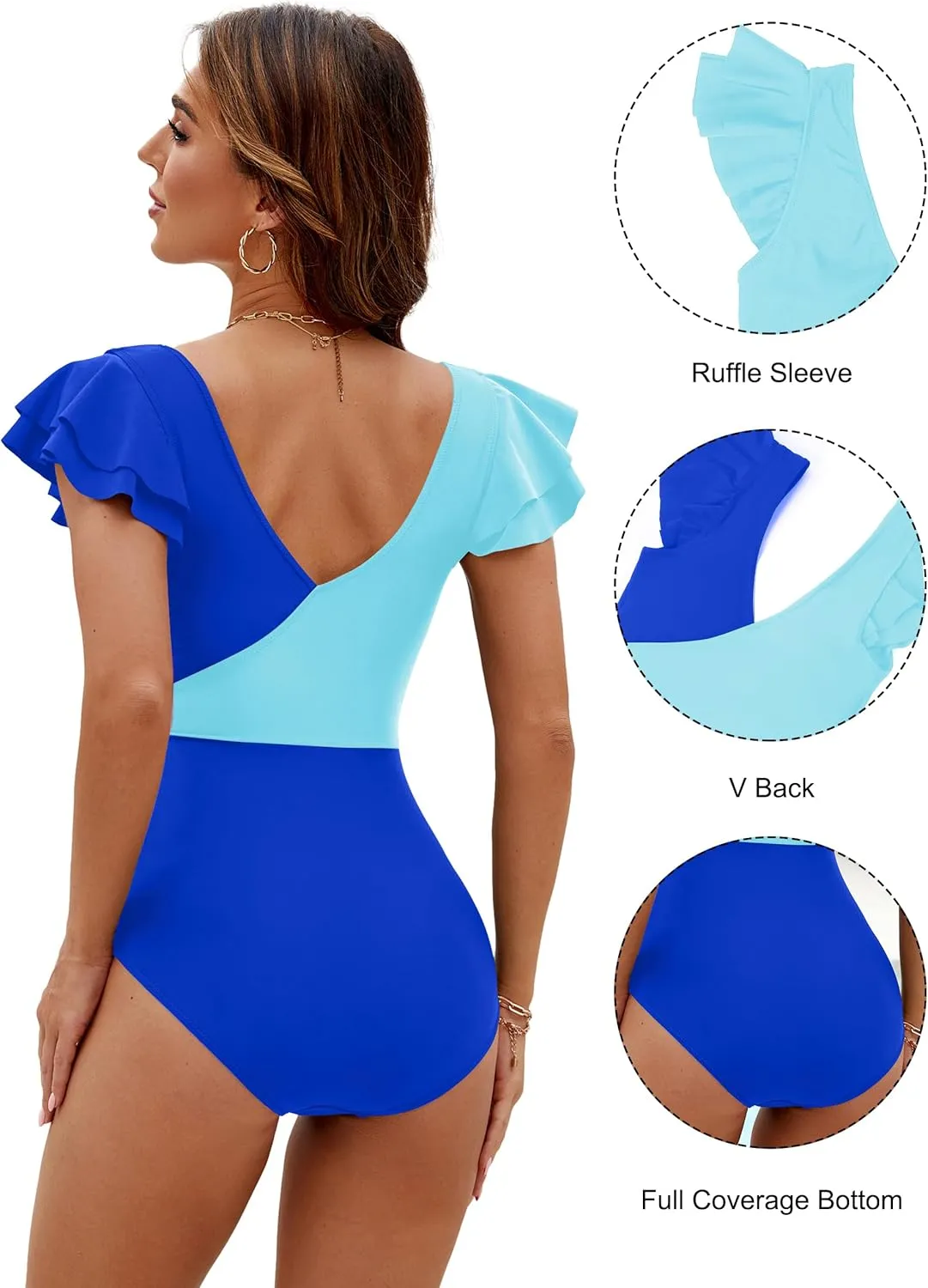 Blooming Jelly Women's Tummy Control Swimsuits Slimming One Piece Bathing Suit Ruffle Wrap V Neck Swimwear