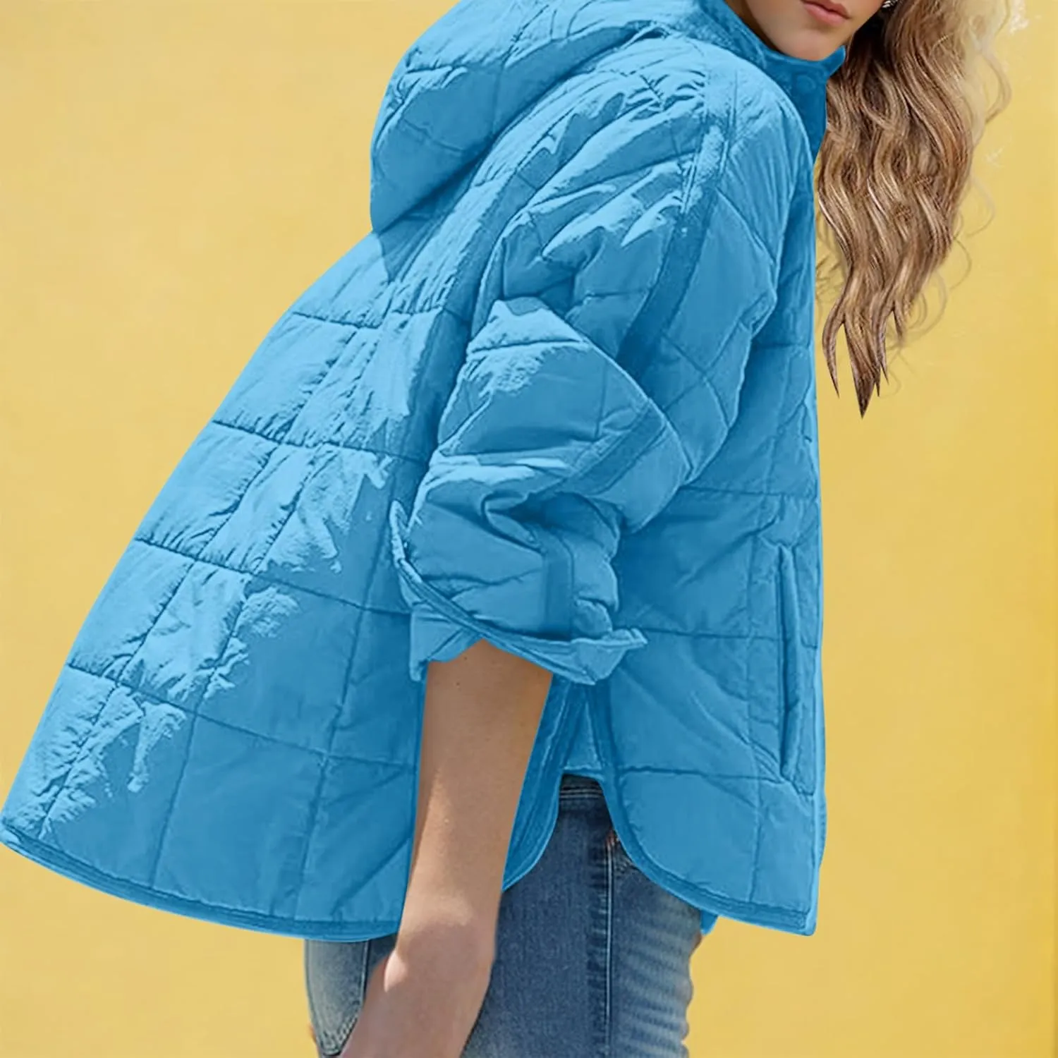Borniu Women's Quilted Pullover Puffer Jacket Packable Hooded Oversize Winter Coat Tops Lightweight Down Jacket Outerwear