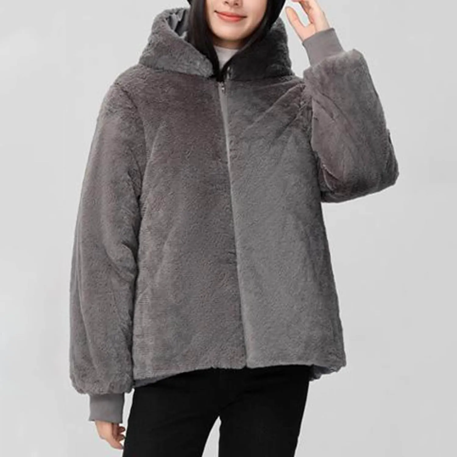 Borniu Women's Warm Thickened Parka Coat Winter Puffer Jacket with Removable Hood Drawstring Fleece Lined Down Jacket