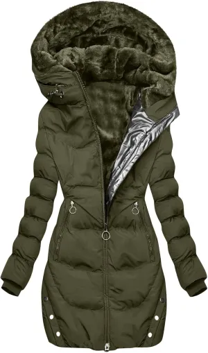Borniu Women's Warm Winter Puffer Coat Thicken Fleece Lined Down Jacket Quilted Puffer Jacket Hooded Outerwear