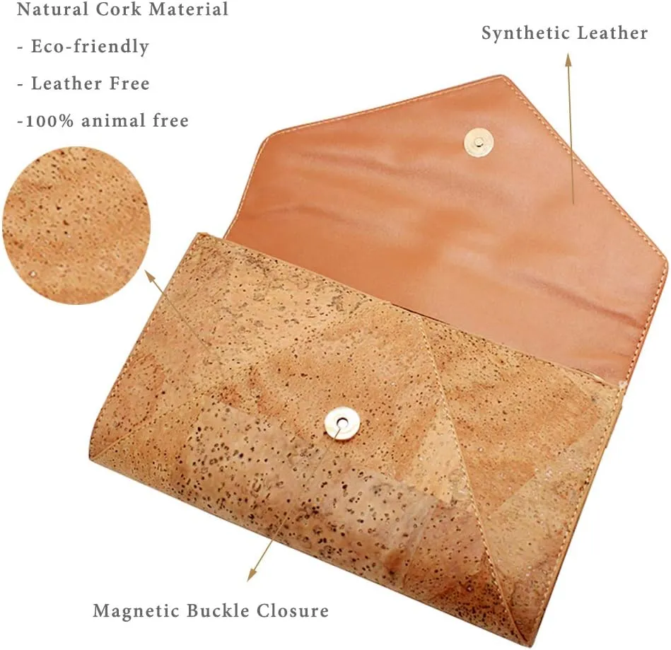 boshiho Natural Cork Crossbody Bag, Women Vegan Handbag Cork Clutch Wallet