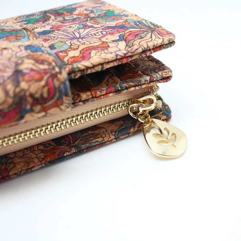 boshiho Vegan Cork Wallet, Womens Purse Slim Zipper Design with Card Holder Coin Pocket Purse Eco-friendly Vegan Gift