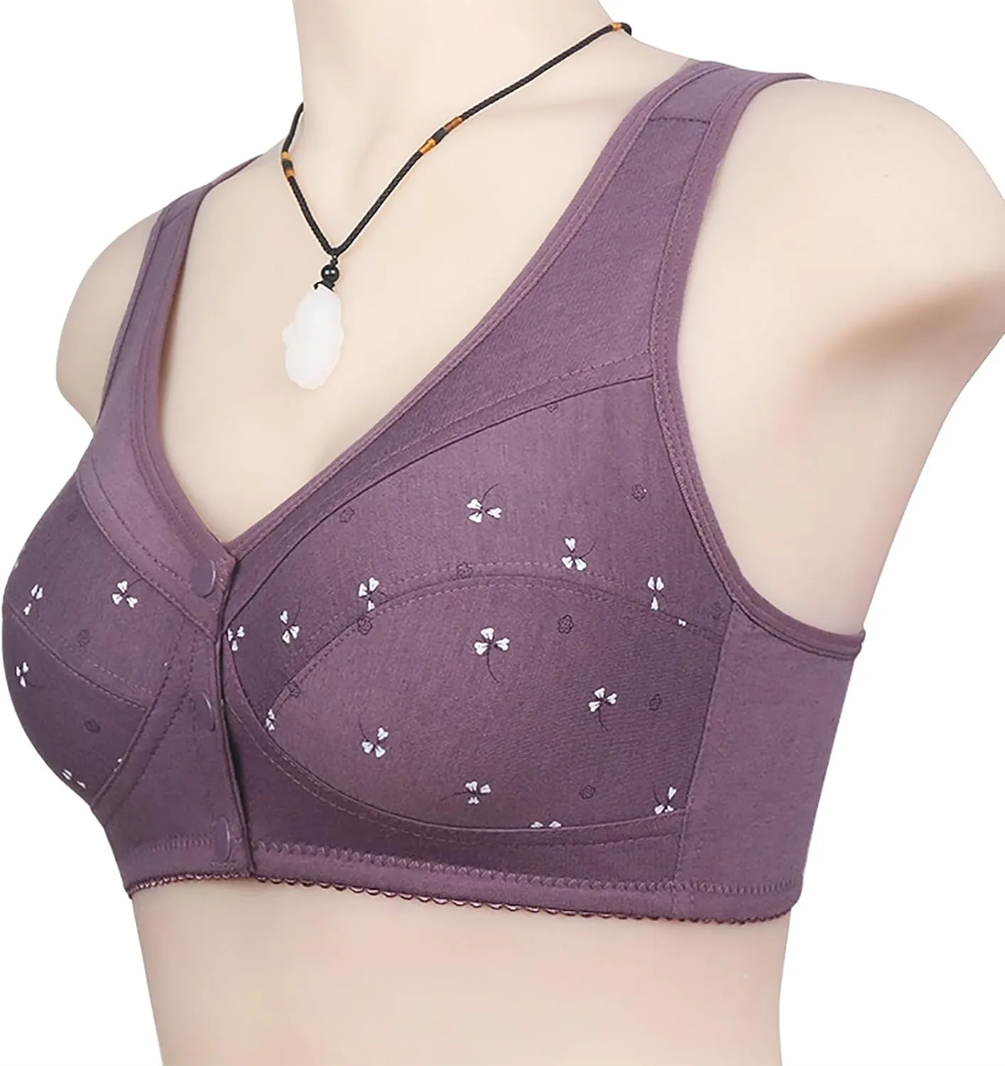 Bras for Older Women Push up Breathable Front Snap Closure Bras Full Support No Underwire Plus Size Everyday Bra