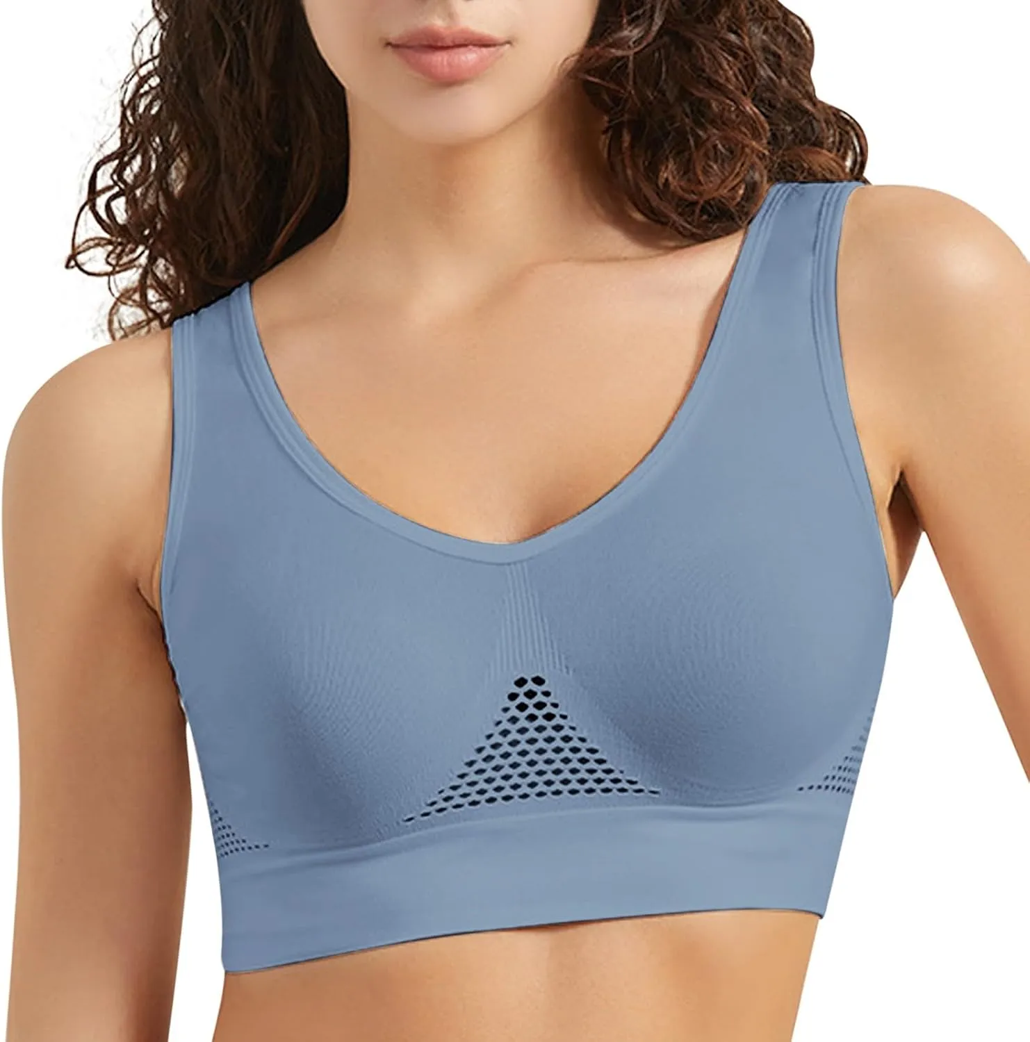 Breathable Anti-Sagging Breasts Sports Bras for Women Cooling Lift-Up Mesh Bras High Support Plus Size Comfort Wireless Bras