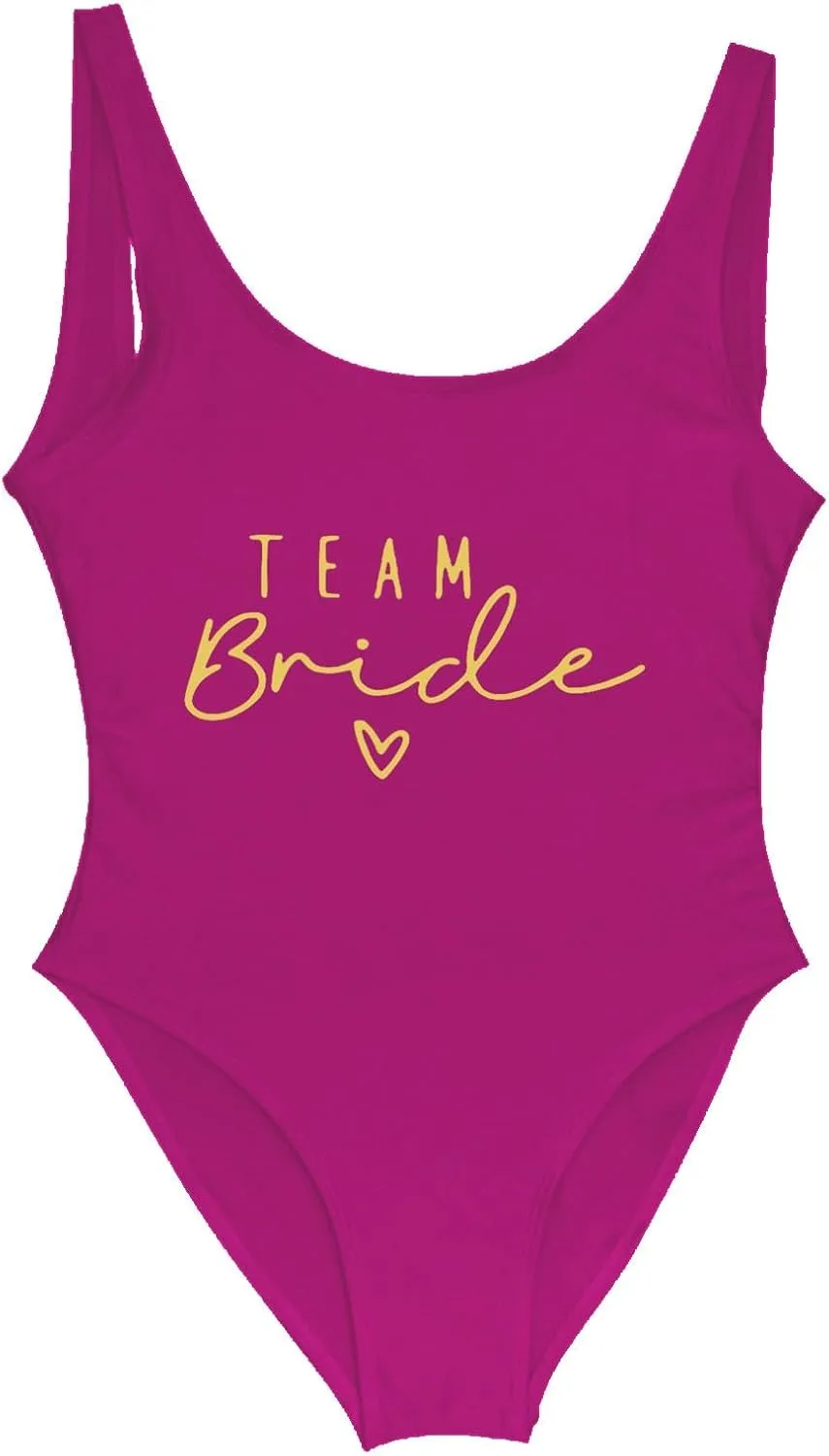 Bride One Piece Swimsuits Women Bridesmaid Bridal Swimwear Sexy Backless Bachelorette Party Bathing Suits Summer Vacation
