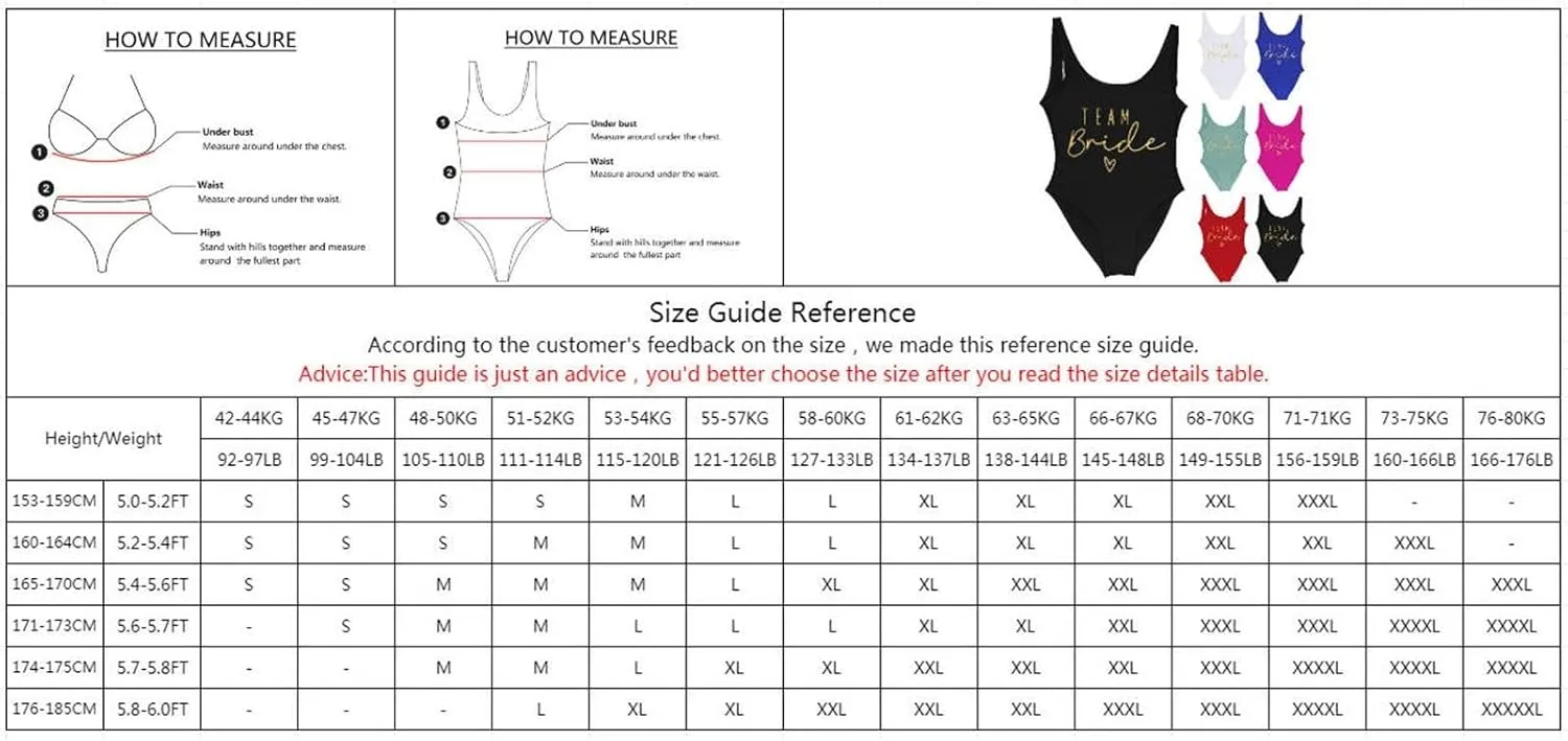 Bride One Piece Swimsuits Women Bridesmaid Bridal Swimwear Sexy Backless Bachelorette Party Bathing Suits Summer Vacation