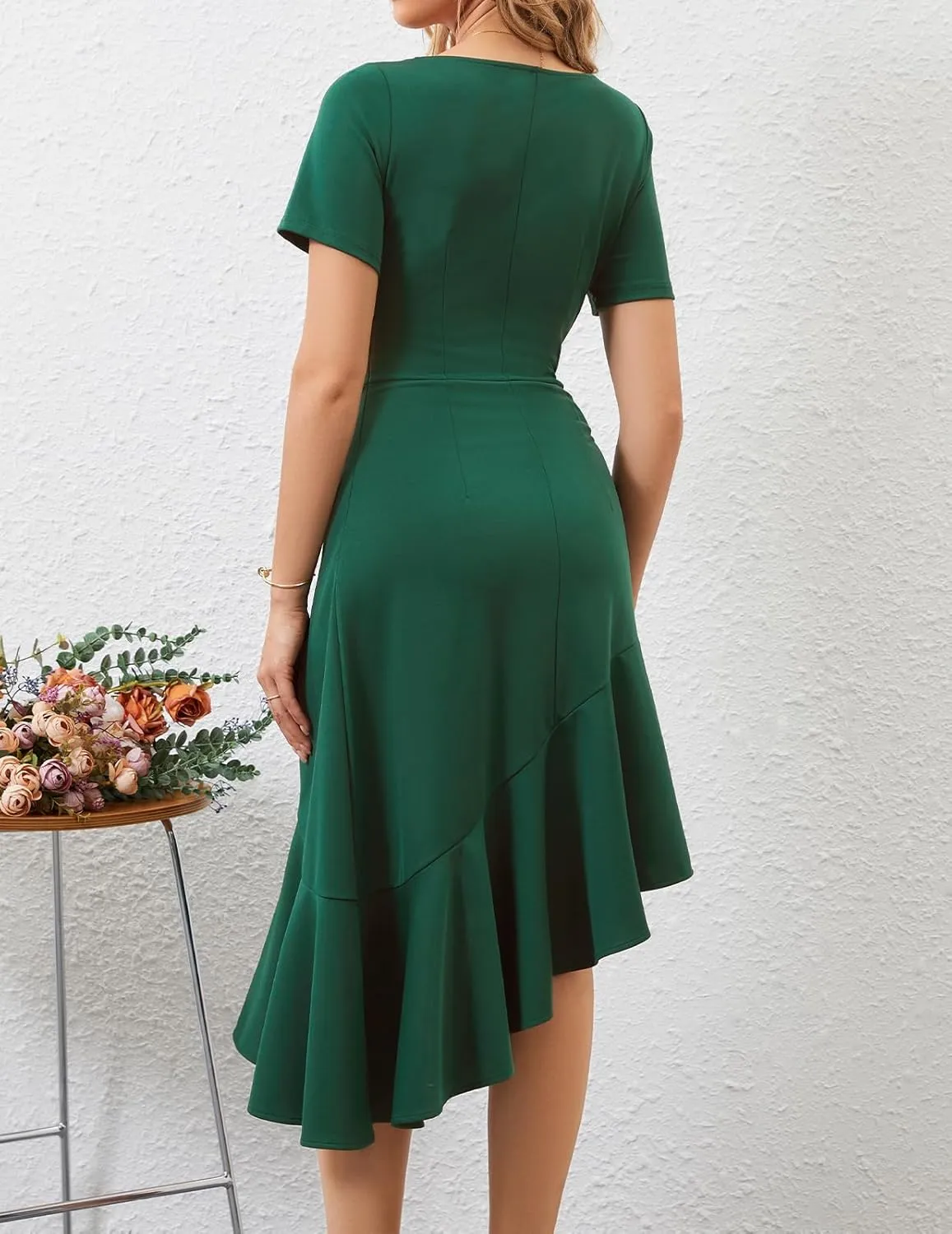 Bridesmay Women's Cocktail Dresses with Sleeves Square Neck Ruffle Graduation Prom Party Dress 2025