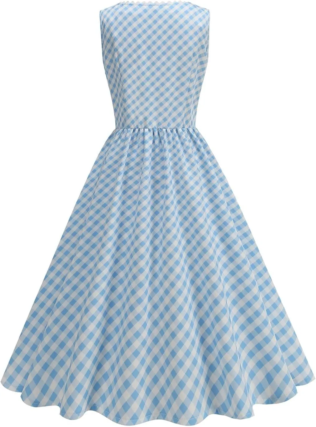 Button Front CheckeDress for Women V Neck Sleeveless A Line Summer Vacation Beachwear 2025 Casual Day Out