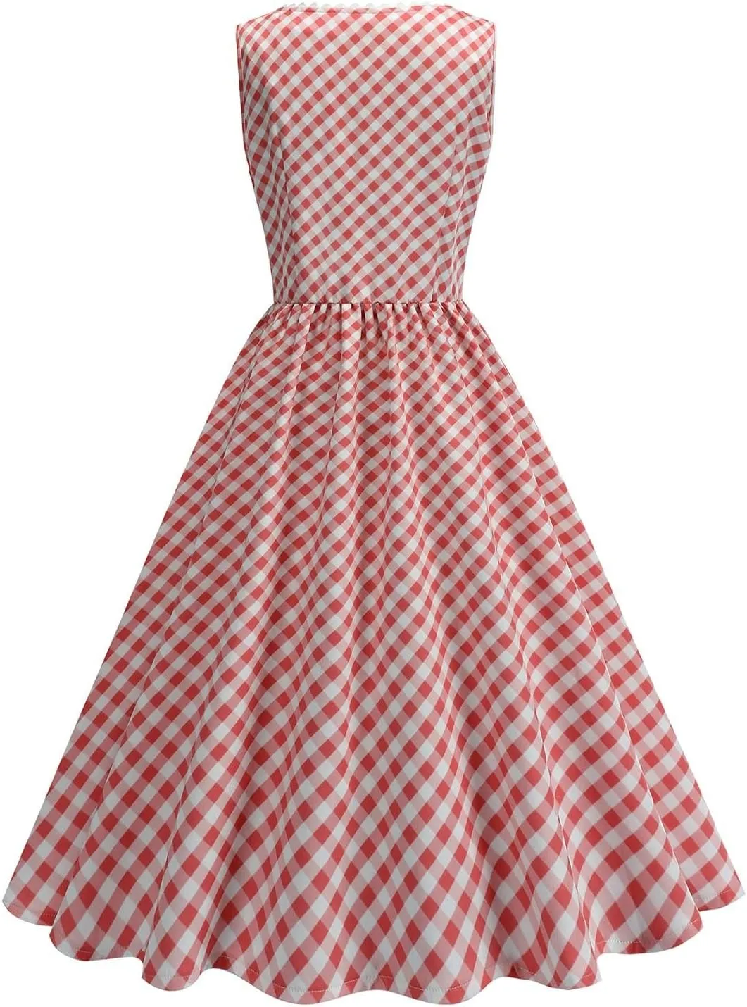 Button Front CheckeDress for Women V Neck Sleeveless A Line Summer Vacation Beachwear 2025 Casual Day Out