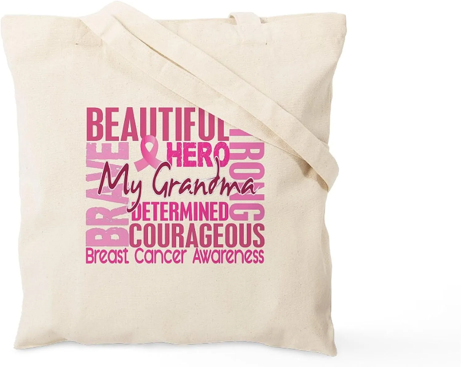 CafePress Tribute Square Breast Cancer Tote Bag Reusable Natural Beige Canvas Shopping Bag