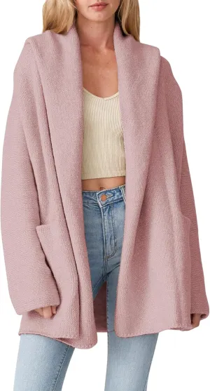 Cakulo Womens Long Hooded Cardigan Sweaters 2024 Oversized Cardigans Open Front Fall Knit Sweater Coat with Pockets