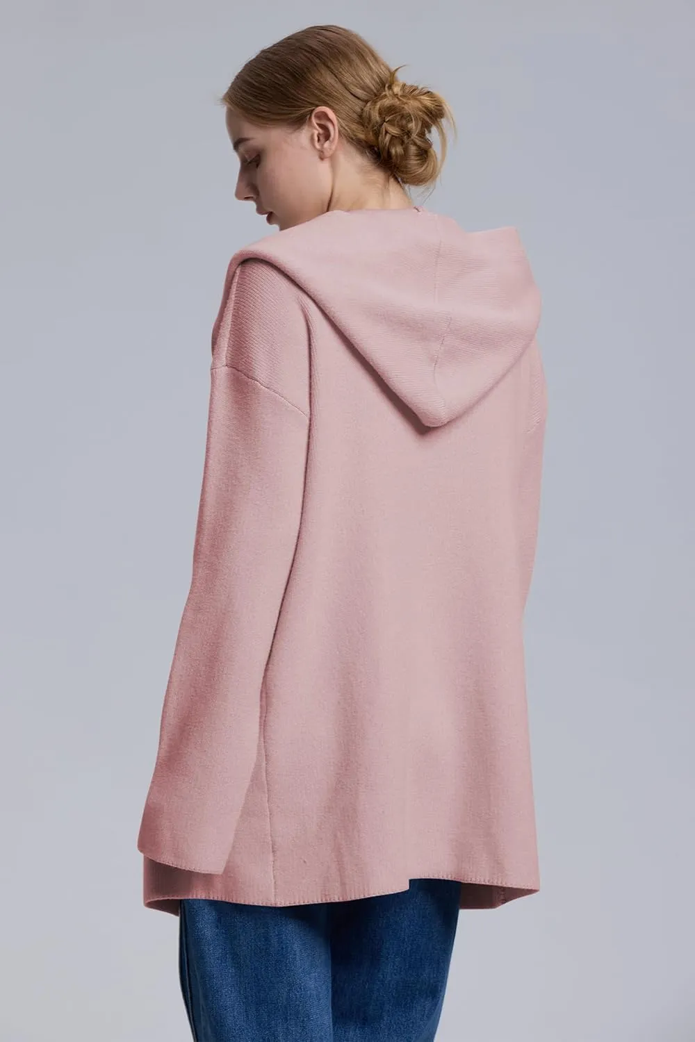 Cakulo Womens Long Hooded Cardigan Sweaters 2024 Oversized Cardigans Open Front Fall Knit Sweater Coat with Pockets