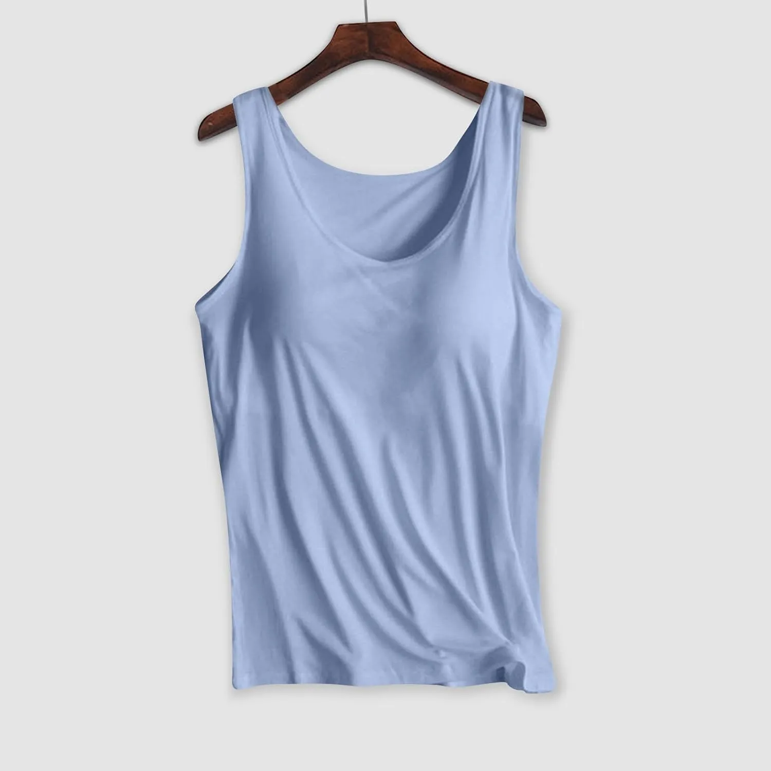 Camisole Top for Women Built in Bra 2024 Summer Sexy Spaghetti Strap Cami Tank Top Basic Undershirt with Chest Pad