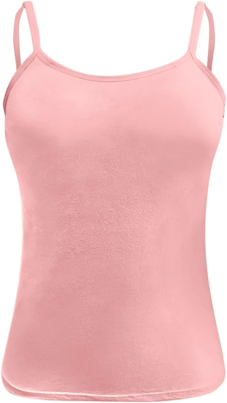 Camisole Tops For Women Built In Bra Adjustable Spaghetti Strap Tank Tops Shelf Bra Casual Sleeveless Loose Fit Tee