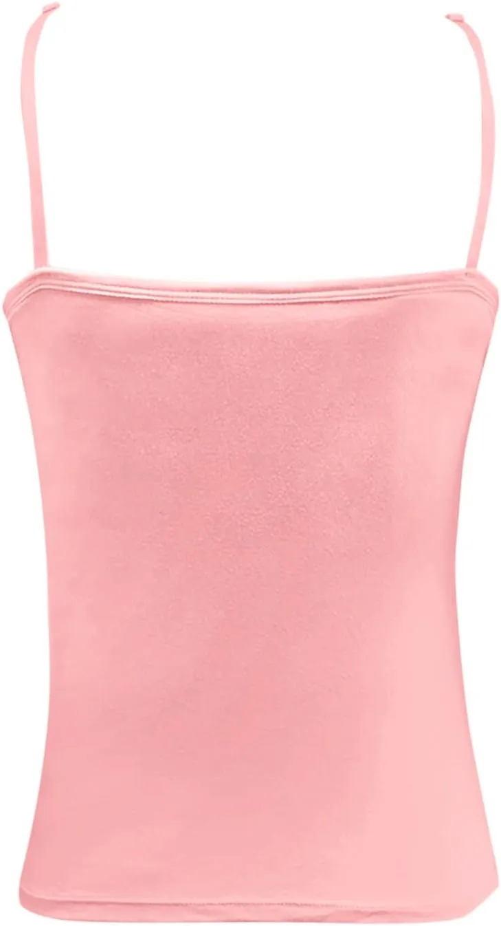 Camisole Tops For Women Built In Bra Adjustable Spaghetti Strap Tank Tops Shelf Bra Casual Sleeveless Loose Fit Tee