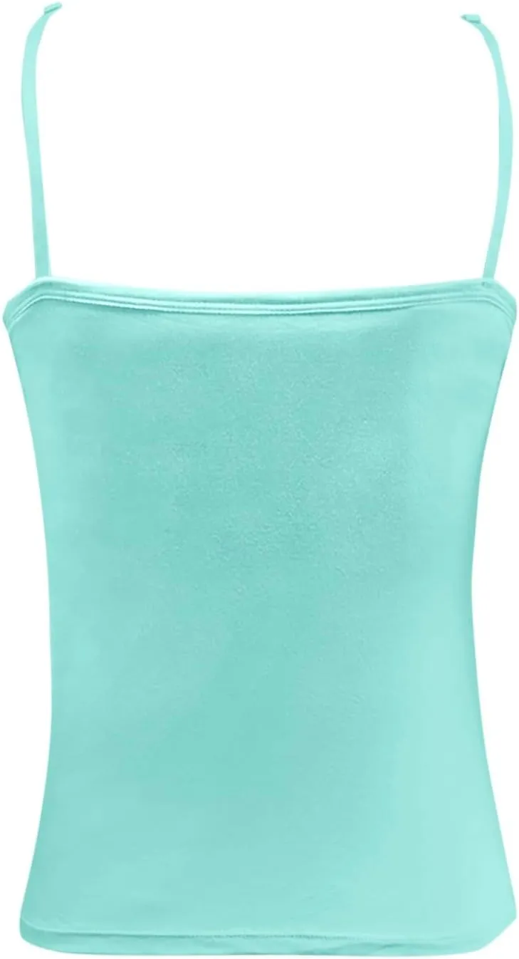 Camisole Tops For Women Built In Bra Adjustable Spaghetti Strap Tank Tops Shelf Bra Casual Sleeveless Loose Fit Tee