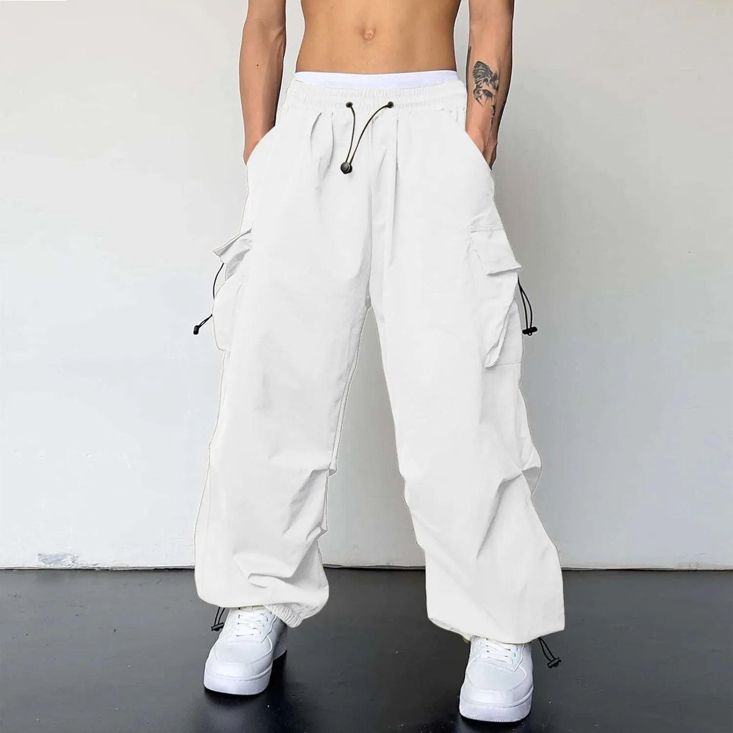 Cargo Pants for Men Baggy Parachute Pants Men Elastic Waist Harem Pants Y2k Sweatpants Lightweight Streetwear Pants