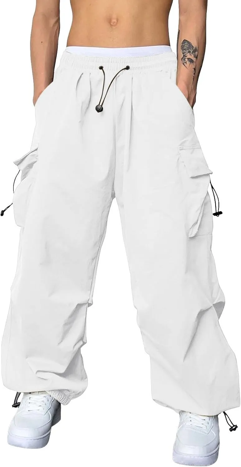 Cargo Pants for Men Baggy Parachute Pants Men Elastic Waist Harem Pants Y2k Sweatpants Lightweight Streetwear Pants