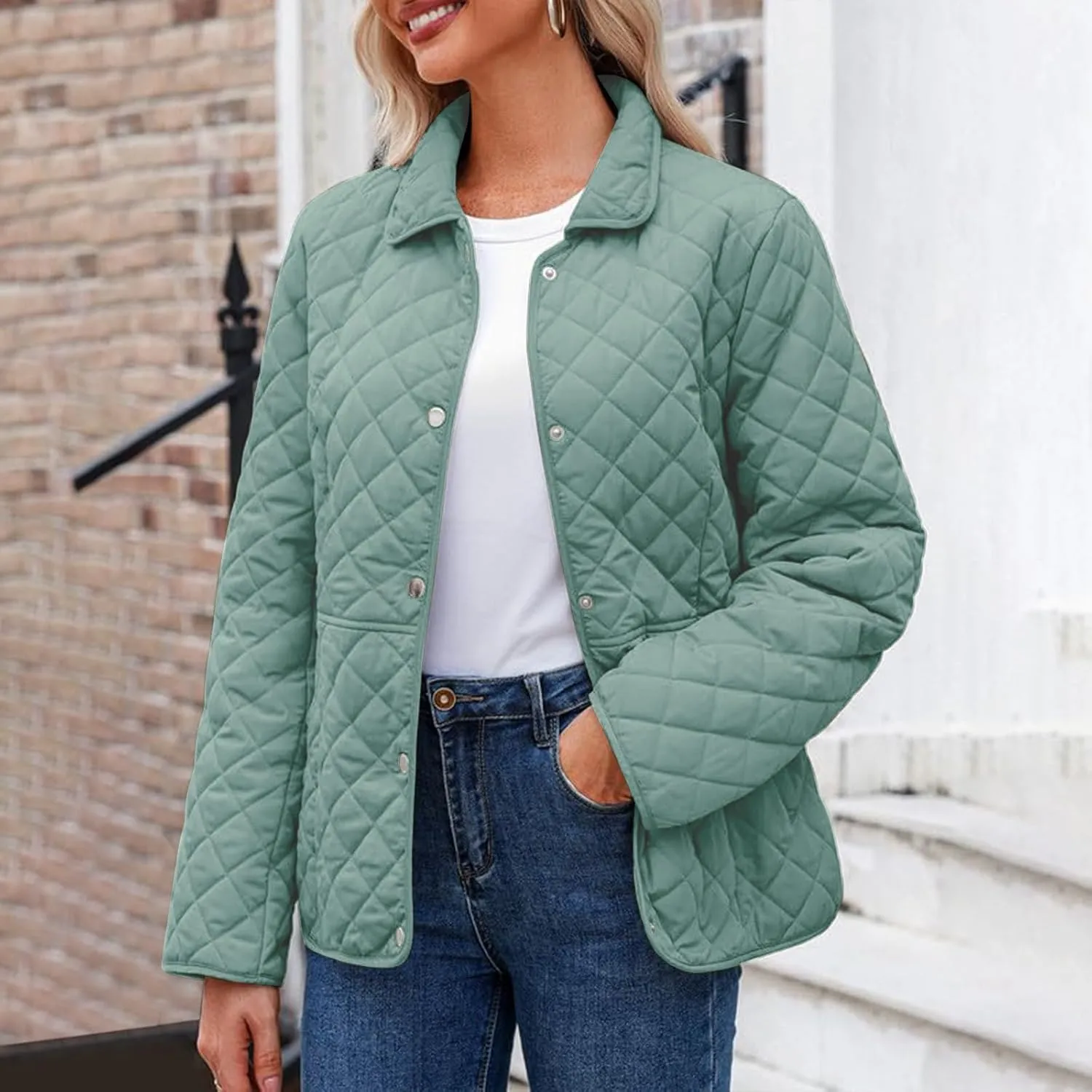 Ceboyel Women'S Quilted Barn Jackets 2024 Trendy Puffy Coats Quilted Bomber Jacket Lightweight Warm Winter Outerwear Clothing
