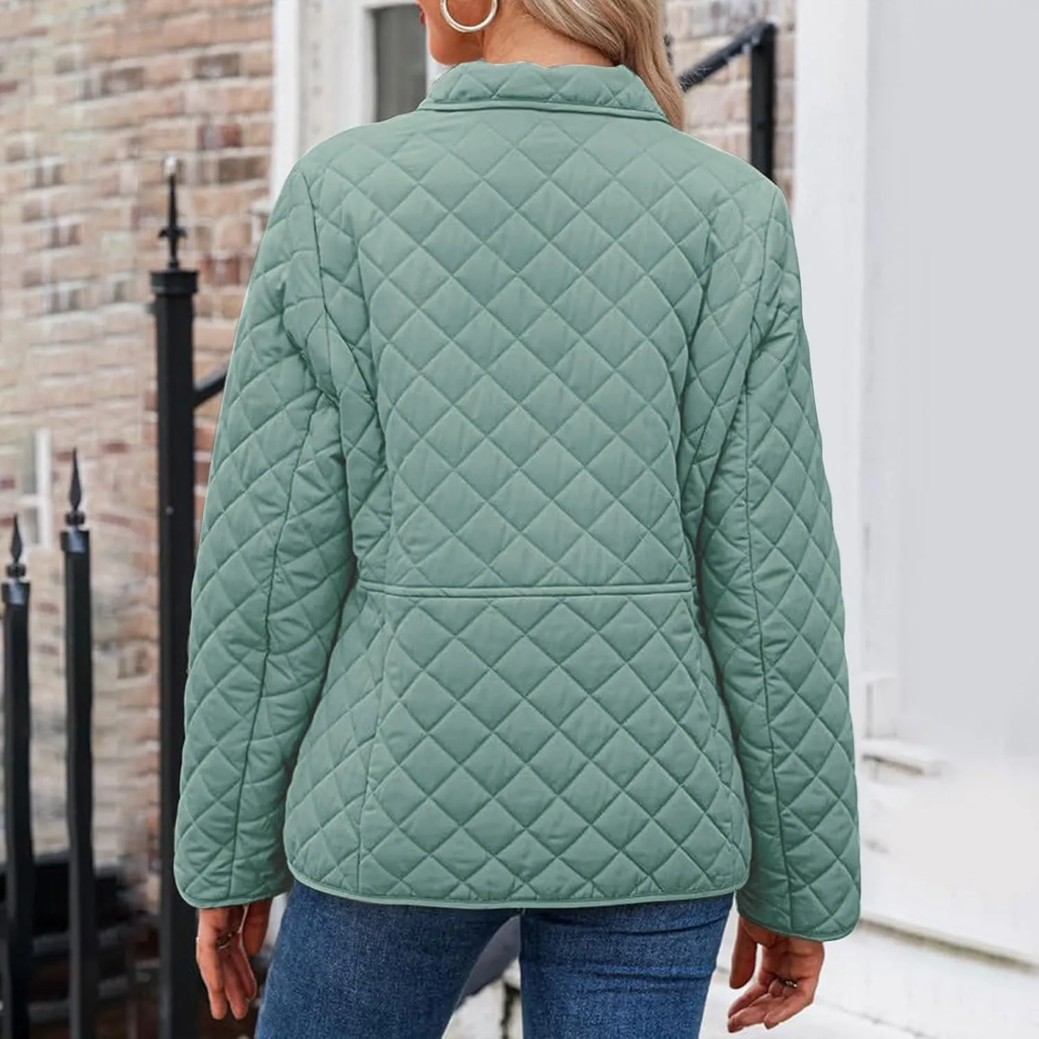 Ceboyel Women'S Quilted Barn Jackets 2024 Trendy Puffy Coats Quilted Bomber Jacket Lightweight Warm Winter Outerwear Clothing