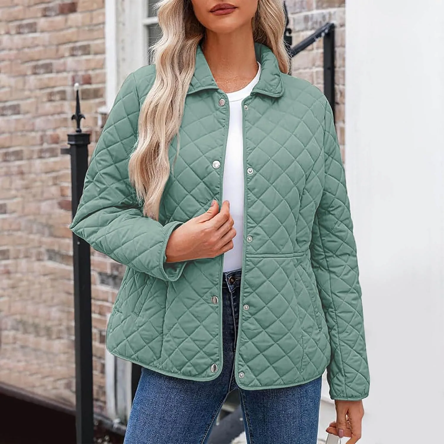 Ceboyel Women'S Quilted Barn Jackets 2024 Trendy Puffy Coats Quilted Bomber Jacket Lightweight Warm Winter Outerwear Clothing