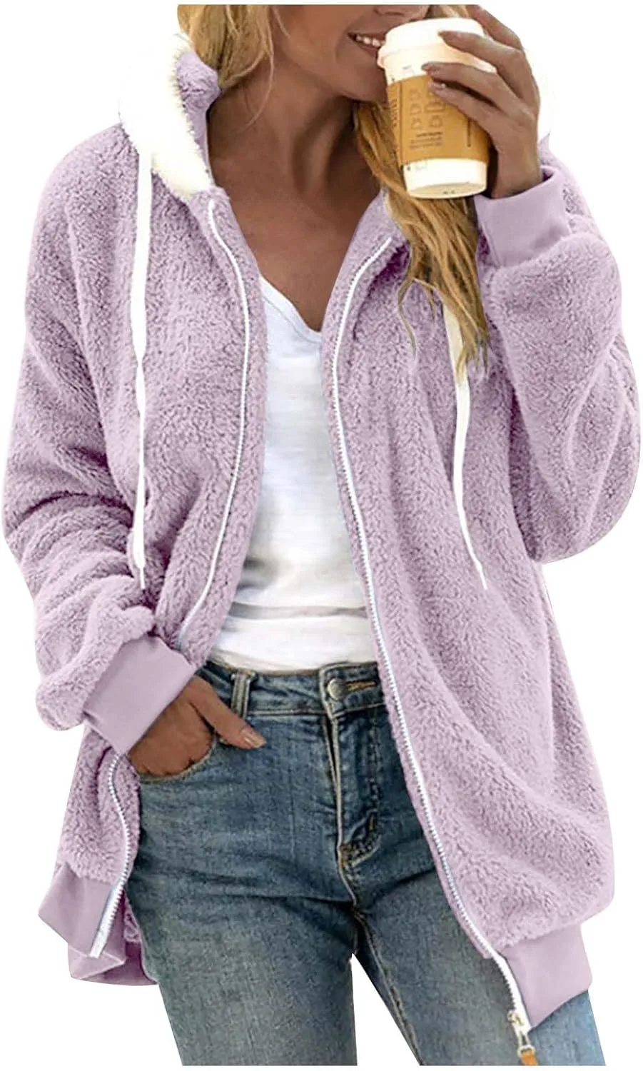 ChicCrate 2025 Womens Fuzzy Fleece Zip Up Jacket Sherpa Hoodies Winter Coats Trendy Warm Clothes Casual Pullover