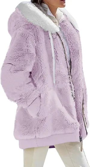 ChicCrate 2025 Womens Fuzzy Fleece Zip Up Jacket Sherpa Hoodies Winter Coats Trendy Warm Clothes Casual Pullover