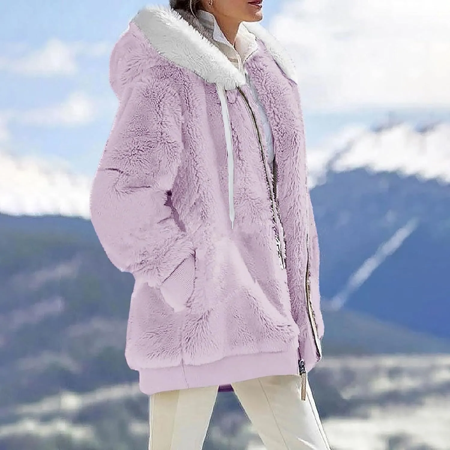 ChicCrate 2025 Womens Fuzzy Fleece Zip Up Jacket Sherpa Hoodies Winter Coats Trendy Warm Clothes Casual Pullover