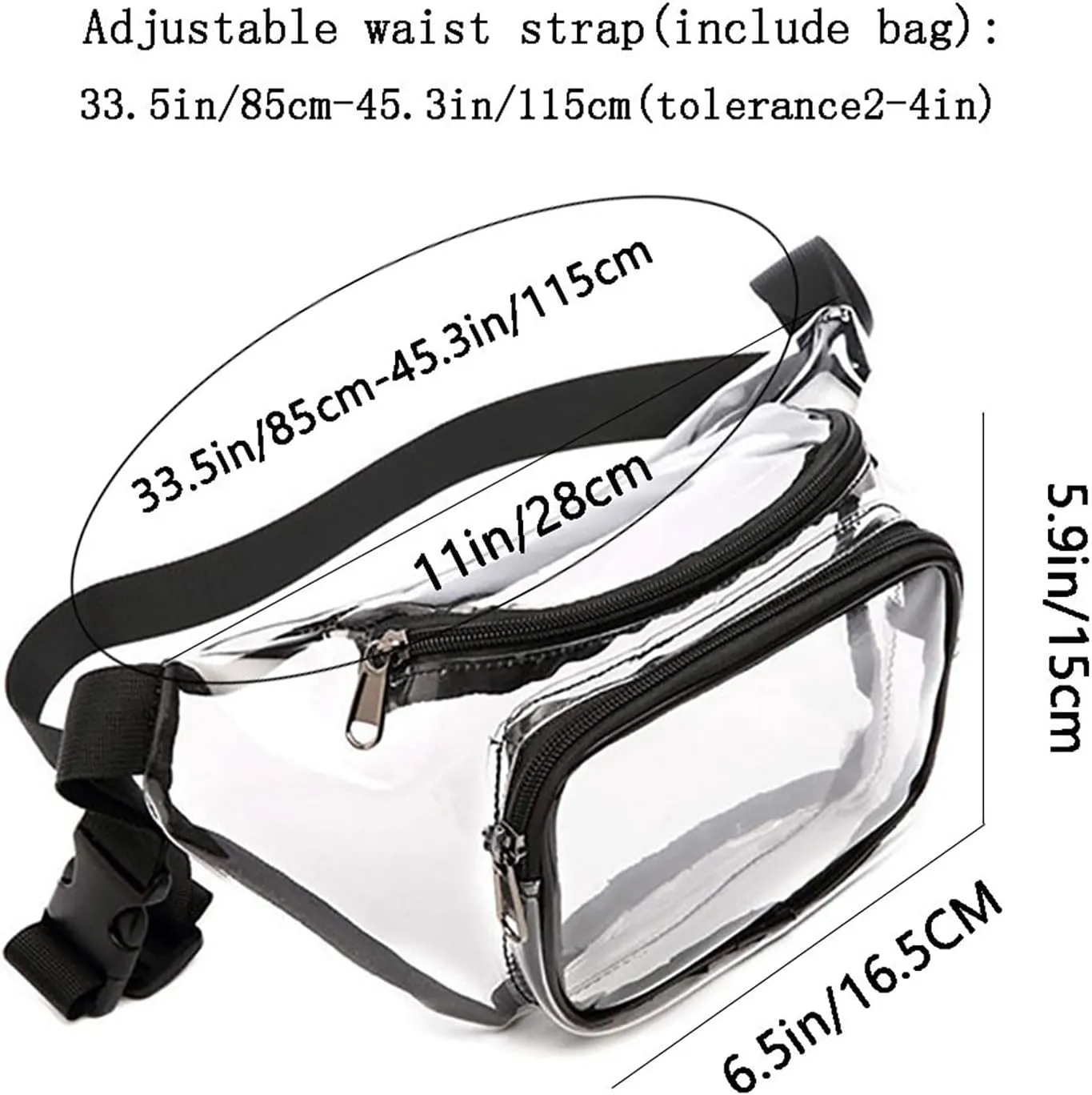 Clear Fanny Pack Stadium Approved Clear Belt Bag Waterproof Travel Waist Packs with Adjustable Belt for Women Men