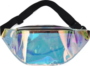 Clear Holographic Fanny Pack Shiny Belt Bag Waterproof Travel Waist Packs with Adjustable Belt for Women Men Girls, Multicolor