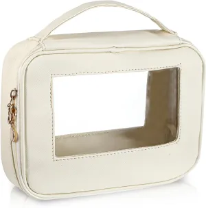 Clear Makeup Bags, Transparent Cosmetic Bag Travel Toiletry Bag with Zipper for Women, Waterproof Make Up Organizer Skincare Pouch with Golden Zipper, Traveling Essentials Small Makeup Bag