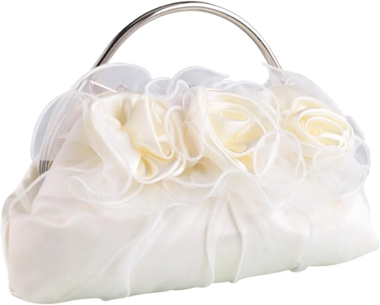 Clutch Purses for Women Elegant Designer Satin Evening Purse for Women Floral White Clutch Bag for Brides and Special Occasions