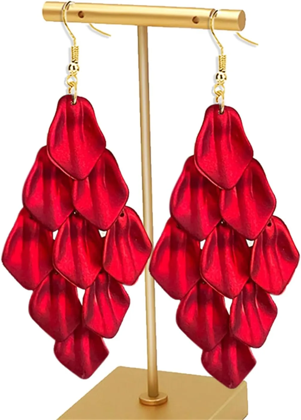 coadipress Acrylic Petal Drop Dangle Earrings for Women Long Drop Rose Flower Earrings Lightweight Statement Exaggerated Layered Floral Petal Earrings Boho Wedding Jewelry Gifts