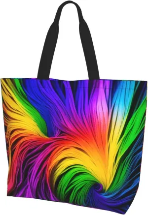 Colorful Paper Flower Print Tote Bag Women Single Shoulder Leisure Bag Multi-Purpose Large Shopping Bag