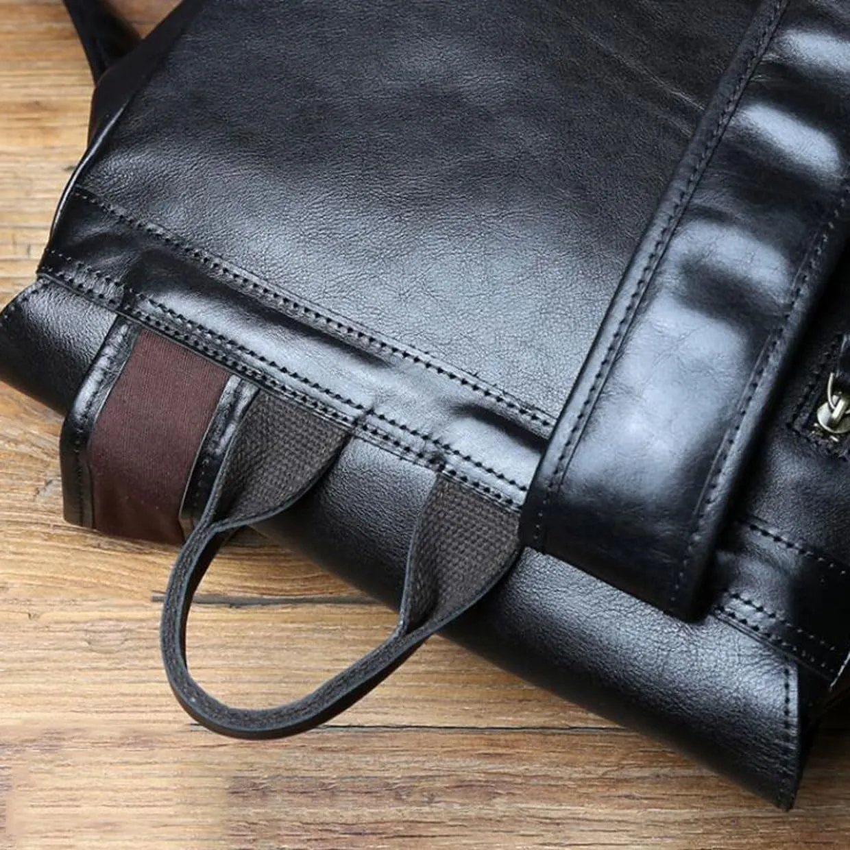 Computers Bags Business Backpacks Mens Genuine Leather Laptop Bags Casual Daypack Briefcases Travel Bags(Brown)