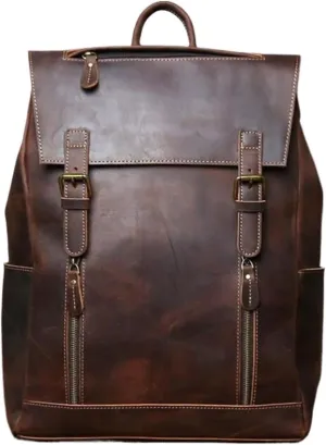 Computers Bags Business Backpacks Mens Genuine Leather Laptop Bags Casual Daypack Briefcases Travel Bags(Brown)
