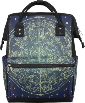 Constellation Pattern Diaper Bag Tote Large Capacity Waterproof with Adjustable Shoulder Strap and Pram Straps Mommy Bag for Hospital Beach Weekender Travel