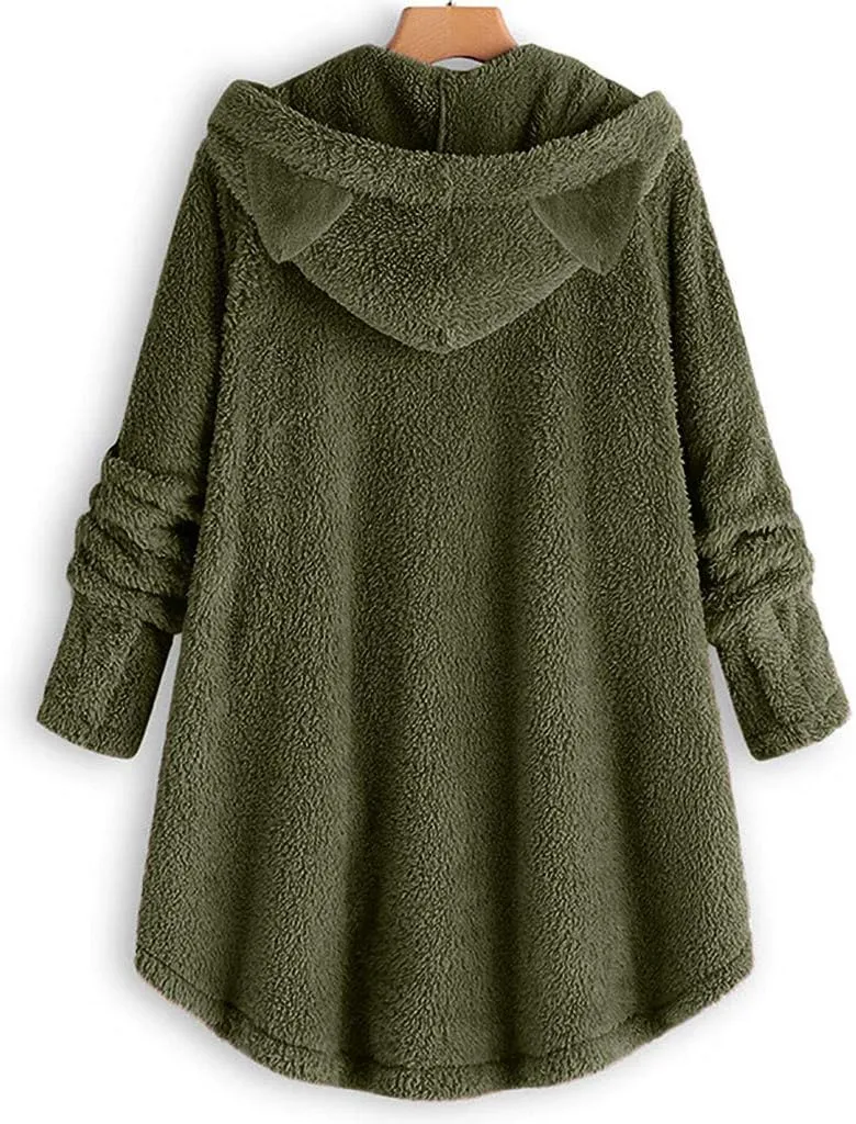 COTECRAM Winter Coats for Women 2023 Fashion Plus Size Sharpa Jacke Button Down Fleece Jacket Fuzzy Warm Hoodie Outwear