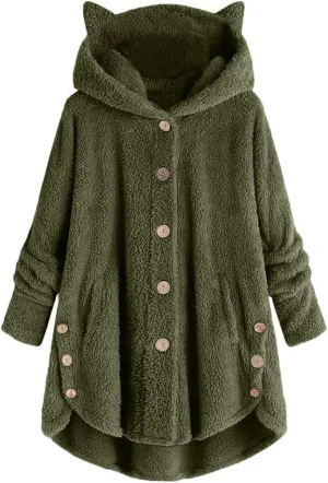 COTECRAM Winter Coats for Women 2023 Fashion Plus Size Sharpa Jacke Button Down Fleece Jacket Fuzzy Warm Hoodie Outwear