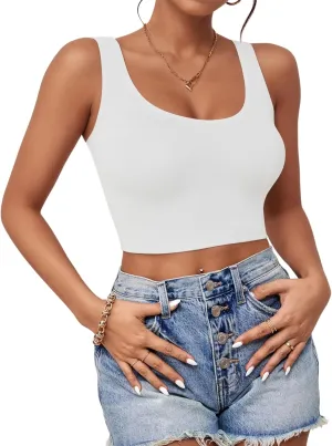 Crop Tops for Women, U Neck Tank Tops, Sleeveless Basic Cropped Racerback Going Out Tops Athletic Sports Shirts