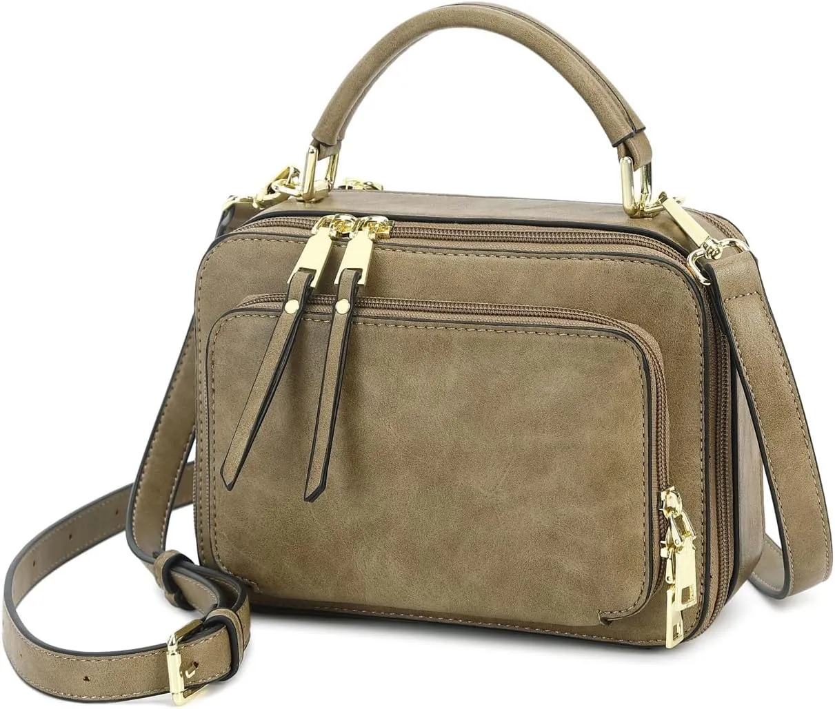 Crossbody Bags for Women, Trendy Design Satchels Shoulder Bag Handbags Tote Bag Double Zip Top-Handle Bags Purse