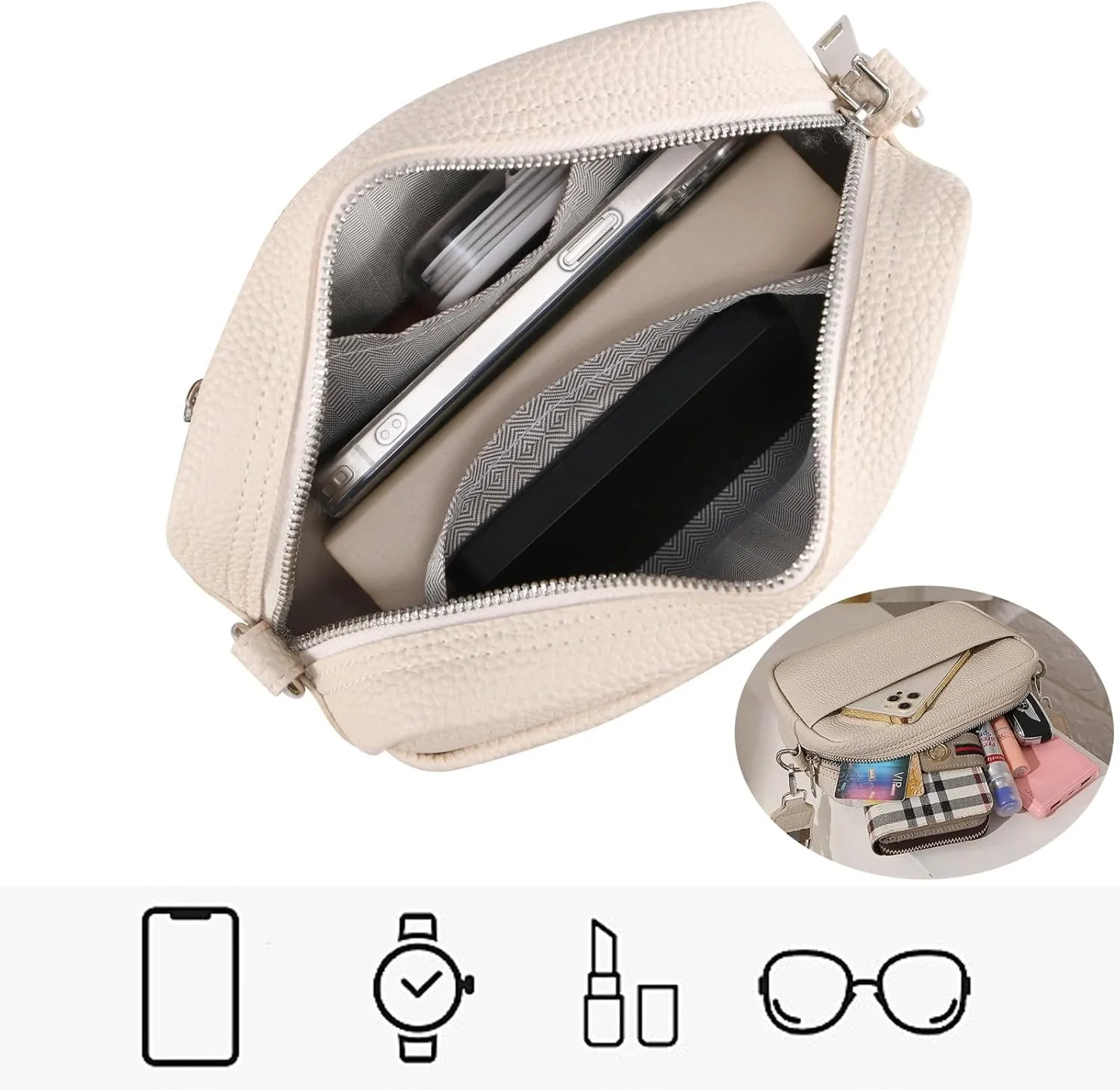 Crossbody Bags for Women,Quilted Crossbody Bag,Trendy Design Shoulder Purse Satchel Handbags with Wide Guitar Stra