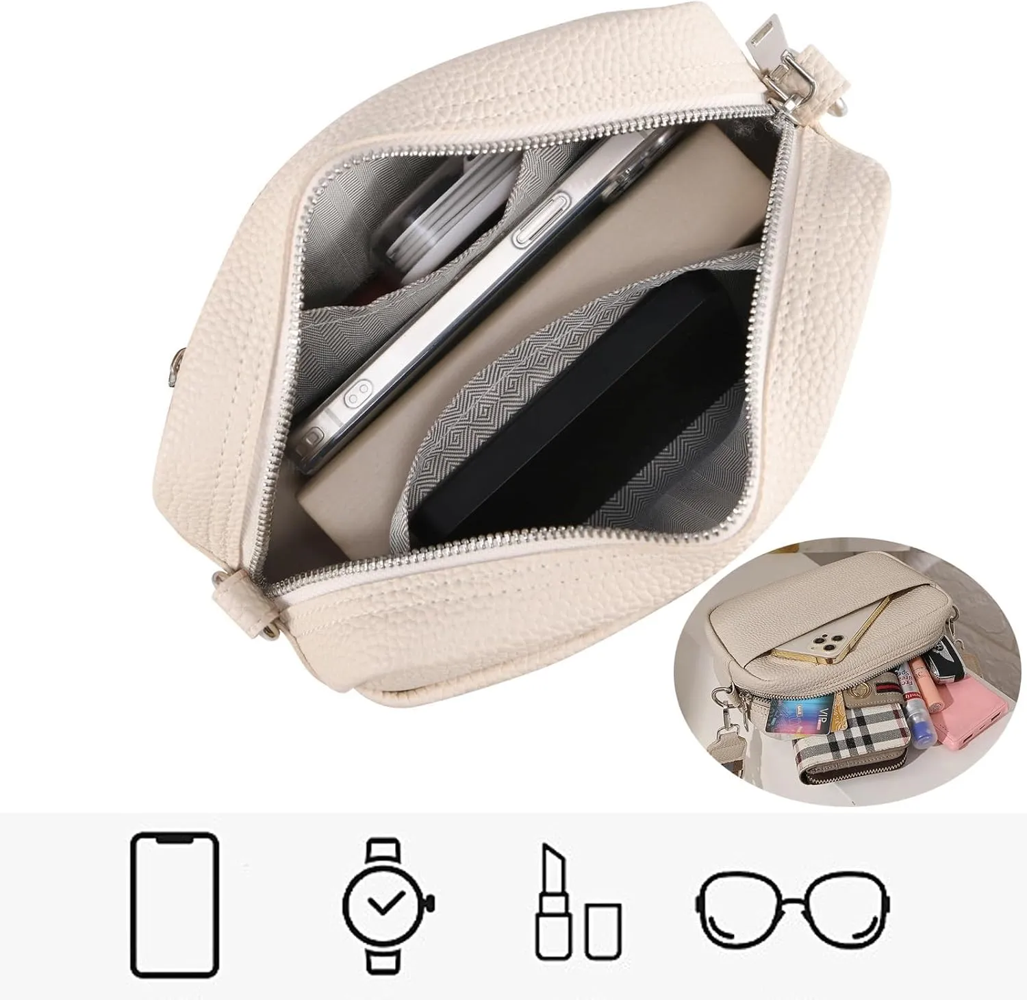 Crossbody Bags for Women,Quilted Crossbody Bag,Trendy Design Shoulder Purse Satchel Handbags with Wide Guitar Stra