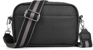 Crossbody Bags for Women,Quilted Crossbody Bag,Trendy Design Shoulder Purse Satchel Handbags with Wide Guitar Stra