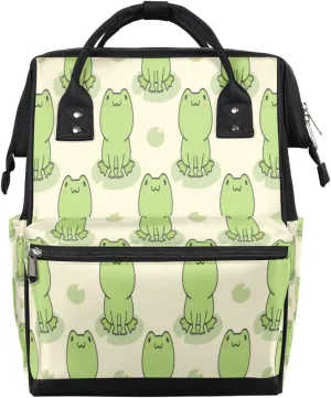 Cute Frog Funny Pattern Diaper Bag Tote Large Capacity Waterproof with Adjustable Shoulder Strap and Pram Straps Mommy Bag for Hospital Beach Weekender Travel