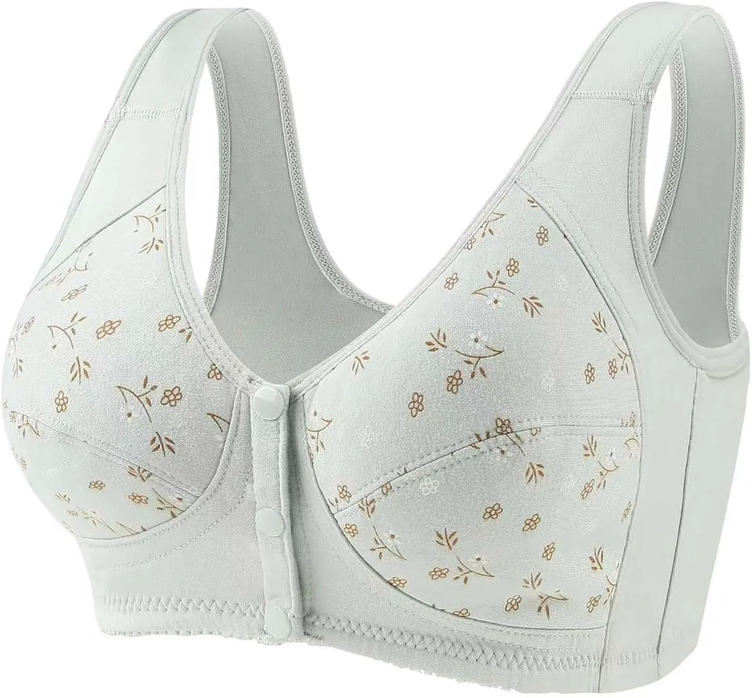 Daisy Bra for Seniors, No Underwire Front Closure Comfort Bras, Wireless Snap Closing Bra for Older Women
