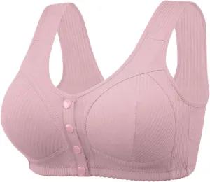 Daisy Bras for Older Women, Front Closure Bra Cotton Bra Full Coverage Comfortable Bra No Underwire Plus Size Bra